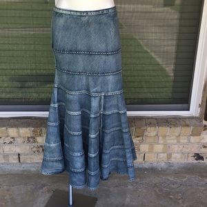Tiered A-Line Denim Prairie Skirt